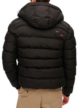 Chaqueta acolchada Superdry con capucha Sports negro para hombre