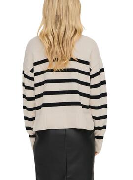 Jersey Only Lelly beige rayas negro para mujer