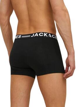 Pack 3 Calzoncillos Jack and Jones Sense negro gris y blanco para hombre