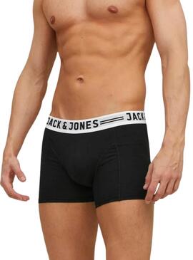 Pack 3 Calzoncillos Jack and Jones Sense negro gris y blanco para hombre