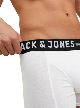 Pack 3 Calzoncillos Jack and Jones Sense negro gris y blanco para hombre