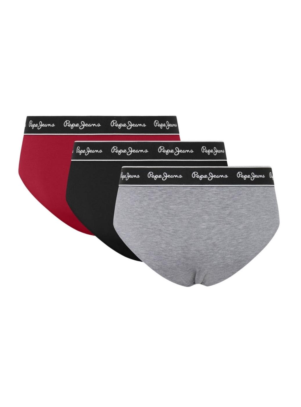 Pack 3 calzoncillos Pepe Jeans Solid gris negro y rojo para Hombre