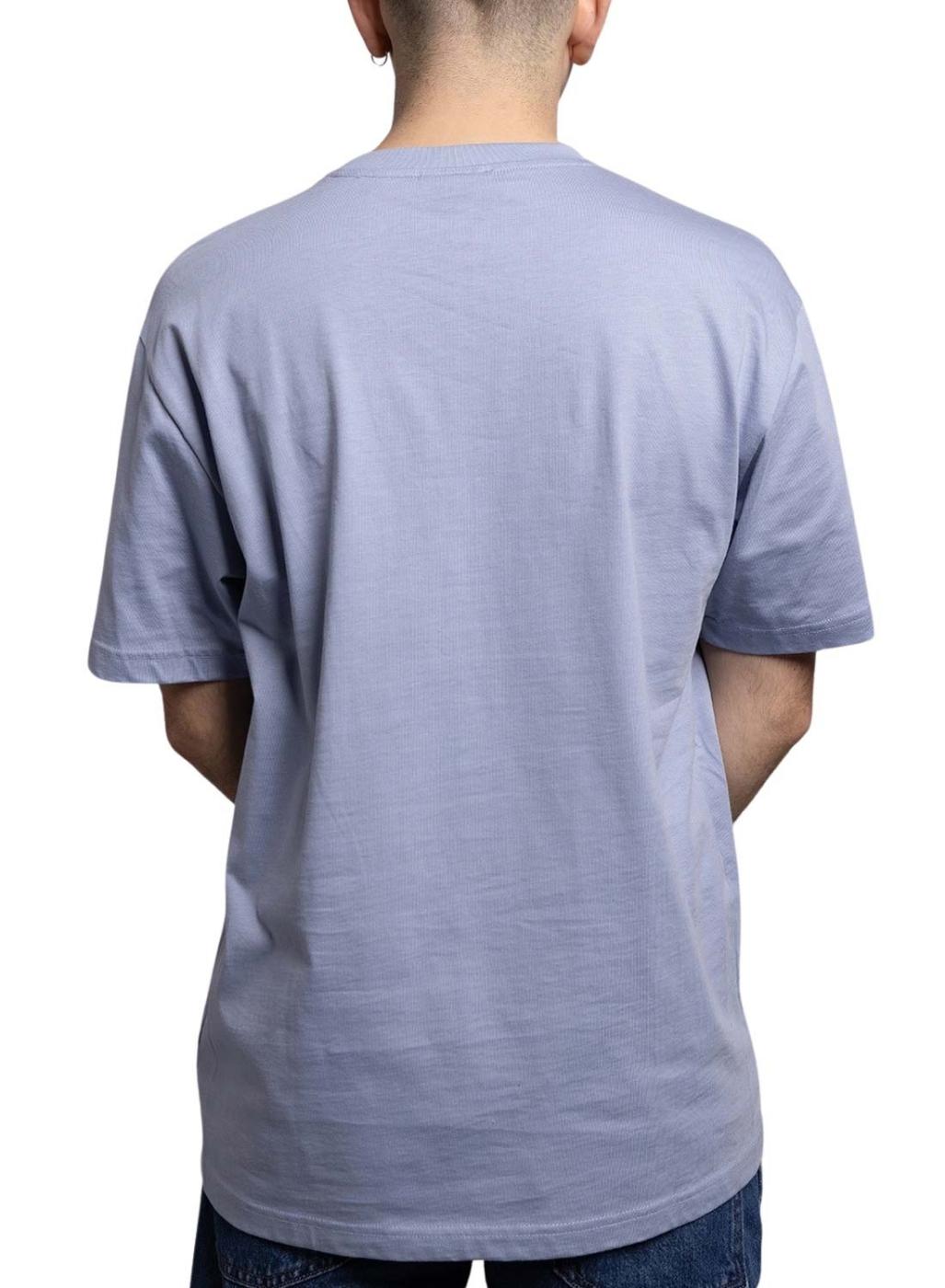 Camiseta Klout básica bordada azul para hombre