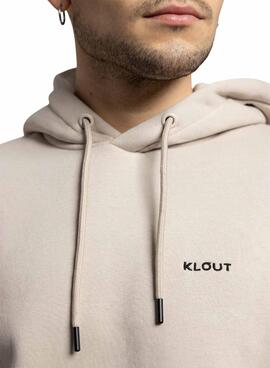 Sudadera Klout capucha bordado beige para hombre