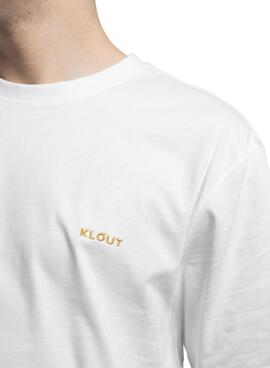 Camiseta Klout básica bordada blanco para hombre