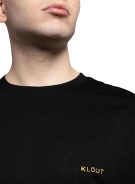 Camiseta Klout básica bordada negro para hombre