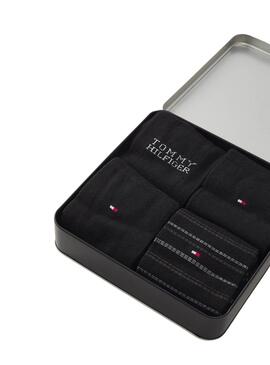 Caja regalo 4 Calcetines Tommy Hlfiger negro para hombre