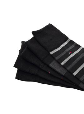 Caja regalo 5 calcetines Tommy Hlfiger rayas y lunares negro para hombre