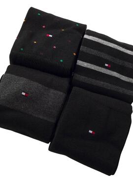 Caja regalo 5 calcetines Tommy Hlfiger rayas y lunares negro para hombre