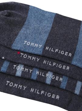 Caja regalo 5 calcetines Tommy Hlfiger rayas y lunares gris para hombre