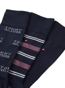 Caja regalo 3 Calcetines Tommy Hlfiger marino para hombre