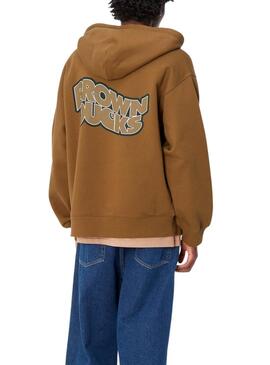 Sudadera Carhartt Ducks camel con cremallera para hombre
