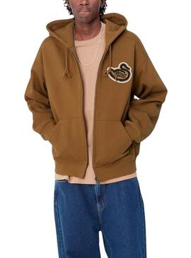 Sudadera Carhartt Ducks camel con cremallera para hombre
