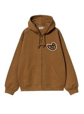 Sudadera Carhartt Ducks camel con cremallera para hombre
