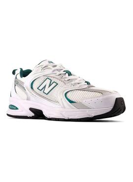 Zapatillas New Balance 530 blanco con verde y plata para mujer