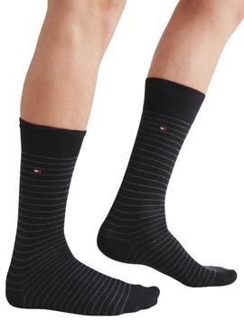 Pack 2 calcetines Tommy Hlfiger rayas negro para hombre