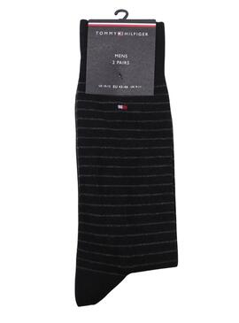 Pack 2 calcetines Tommy Hlfiger rayas negro para hombre