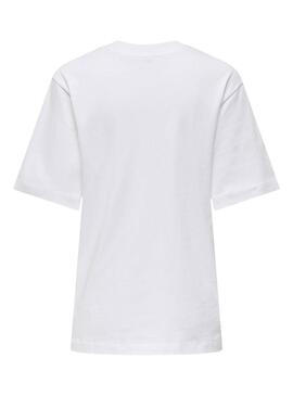 Camiseta Only Manhattan Oversize blanco para mujer