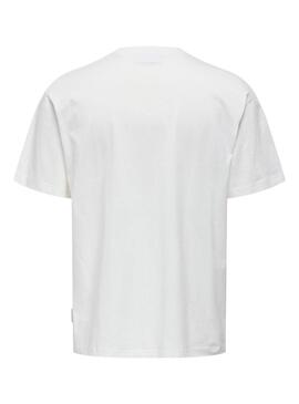 Camiseta Only and Sons Derek Relaxed blanco para hombre