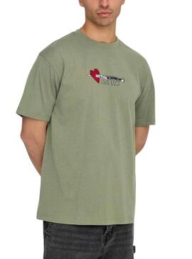 Camiseta Only and Sons Derek Relaxed verde para hombre