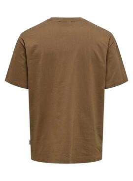 Camiseta Only and Sons Derek Relaxed marrón para hombre