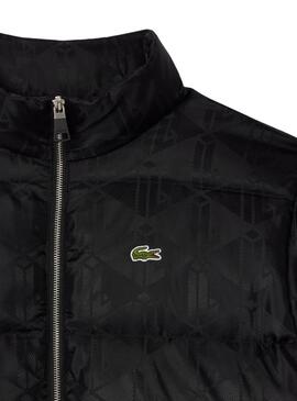 Chaqueta acolchada Lacoste jacquard monograma negro para hombre