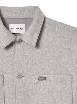 Sobrecamisa Lacoste franela gris para hombre