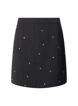 Falda Pepe Jeans Aurora pedrería negro para mujer