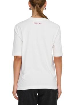 Camiseta Only Carol Art blanco y rojo para mujer