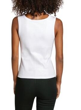 Camiseta Pepe Jeans Lacey canalé blanco para mujer