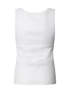 Camiseta Pepe Jeans Lacey canalé blanco para mujer