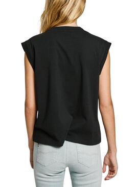 Camiseta Pepe Jeans Lydia con strass negro para mujer