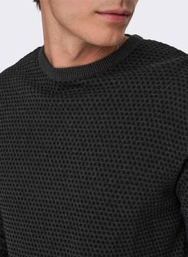 Jersey Only and Sons Tapa estructura gris  para hombre