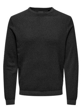 Jersey Only and Sons Tapa estructura gris  para hombre