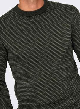 Jersey Only and Sons Tapa estructura verde para hombre