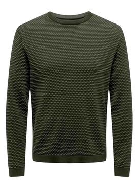 Jersey Only and Sons Tapa estructura verde para hombre