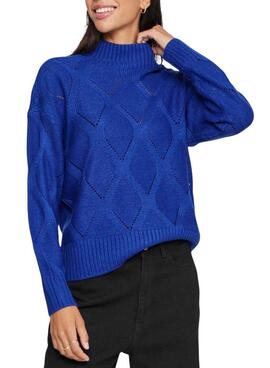 Jersey Vila Viaugie cuello alto azul para mujer