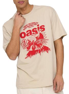 Camiseta Only and Sons Oasis Cartoon beige para hombre