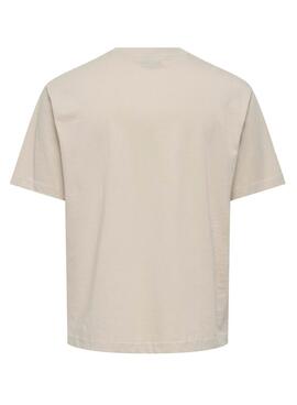 Camiseta Only and Sons Oasis Cartoon beige para hombre