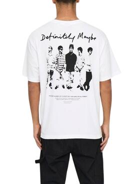 Camiseta de Only and Sons Oasis Definitely Maybe blanco para hombre