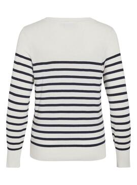 Jersey Vila Viwennie blanco y azul para mujer