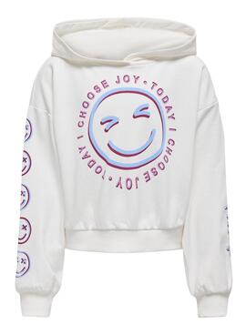 Sudadera Only Smile blanco para niña