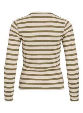 Camiseta Vila Viamelie verde y beige para mujer