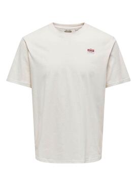 Camiseta Only and Sons Dawson beige para hombre