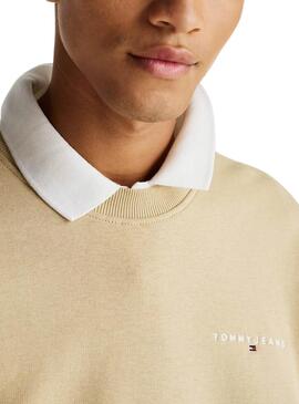 Sudadera Tommy Jeans Linear beige para hombre