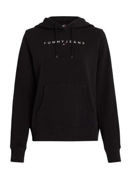 Sudadera Tommy Jeans Linear capucha negro para mujer