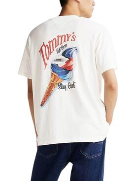 Camiseta Tommy Jeans Novelty helado beige para hombre