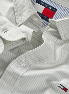 Camisa Tommy Jeans Stripe Oxford blanco para hombre