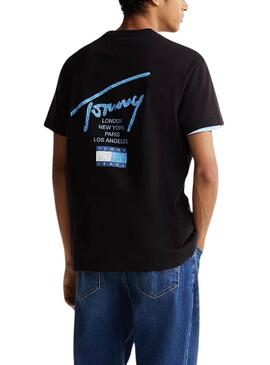 Camiseta Tommy jeans Sign City negro para hombre