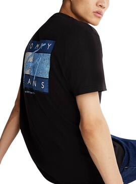 Camiseta Tommy Jeans Flag negro para hombre